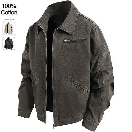 Oversize Loose Men's Denim Jacket Autumn 100% Cotton High Quality Casual Coats Fashion Hip-Hop Rock Streetwear Comfort Outerwear