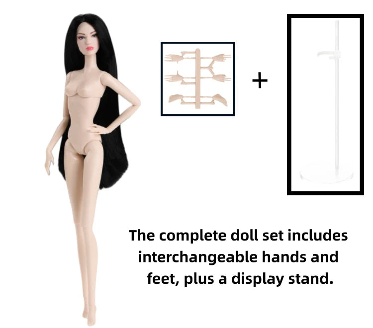 1/6 Scale Supermodel Female Body with 14 Joints Includes Multiple Wig Options And Extra Head for Collectible Figures
