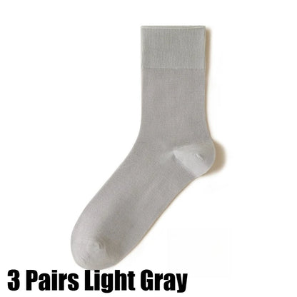 3/6PairsMen's Silk Socks Summer Thin Crew Socks Ultra Thin Antibacterial Deodorant Sweat Wicking Breathable Solid Seamless
