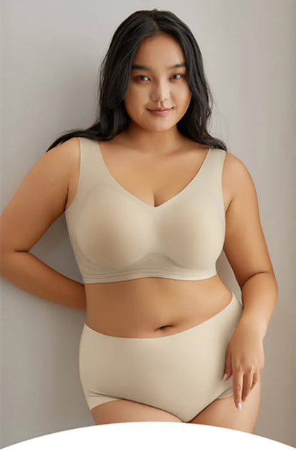Large Size Thin Jelly Anti-Sagging Adjustable Large Breasts Appear Smaller Seamless Women's Rimless Bra Sexy Female Lingerie