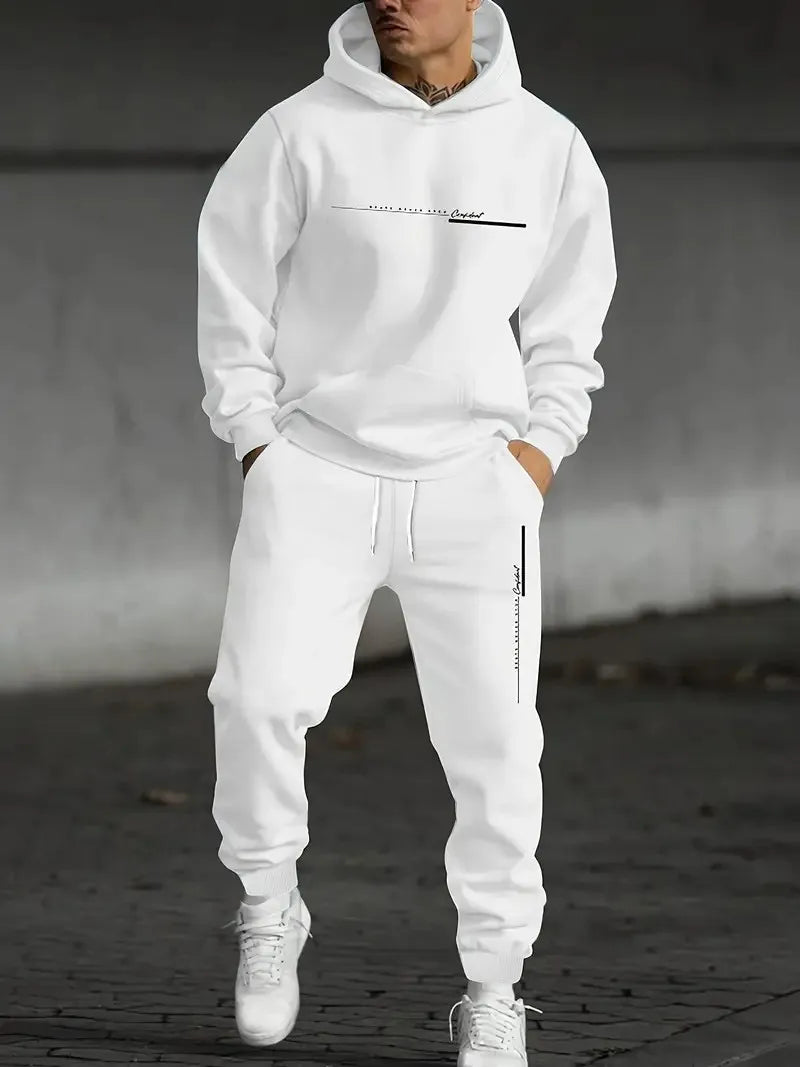 The new men's set for Spring and Autumn 2025 features a casual fashionable soft and comfortable 3D letter pattern print