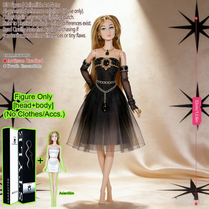 12.6 Inch 1/6 Fashion BJD MJD Supermodel Doll Ball Jointed Posable Collectible Realistic Hair NoClothes