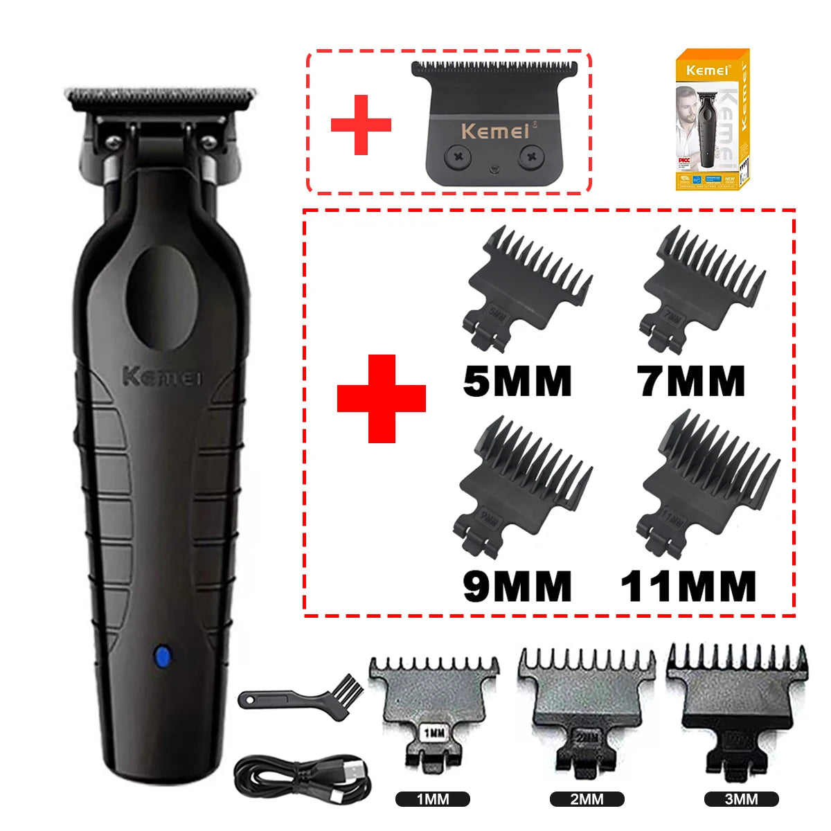 Kemei KM-2299 USB Fast Charging Clippers Barber Machine 1200MA Rechargeable Cordless Hair Trimmer Kemei Electric Hair Clipper