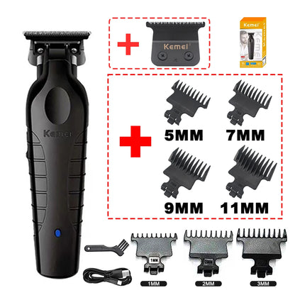 Kemei 2299 Barber Cordless Hair Trimmer 0mm Zero Gapped Carving Clipper Professional Electric Finish Cutting Machine