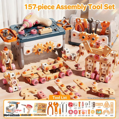 Kids Tool Set DIY Nut Assembly Puzzle Simulated Screwing Toolbox Early Educational Disassembly Repair Kit STEM Montessori Toys