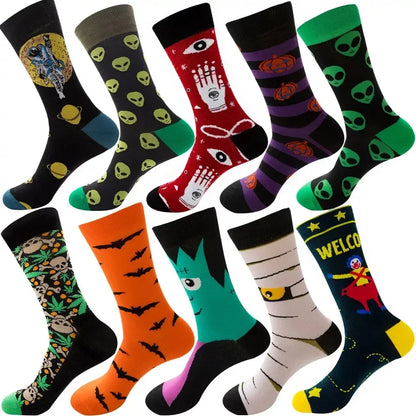 10 Pairs Lot Pack Men Women Couples Lover Socks New Arrival Rhombus Animal Christmas Cartoon Fruit Food Dot Cotton Happy Socks