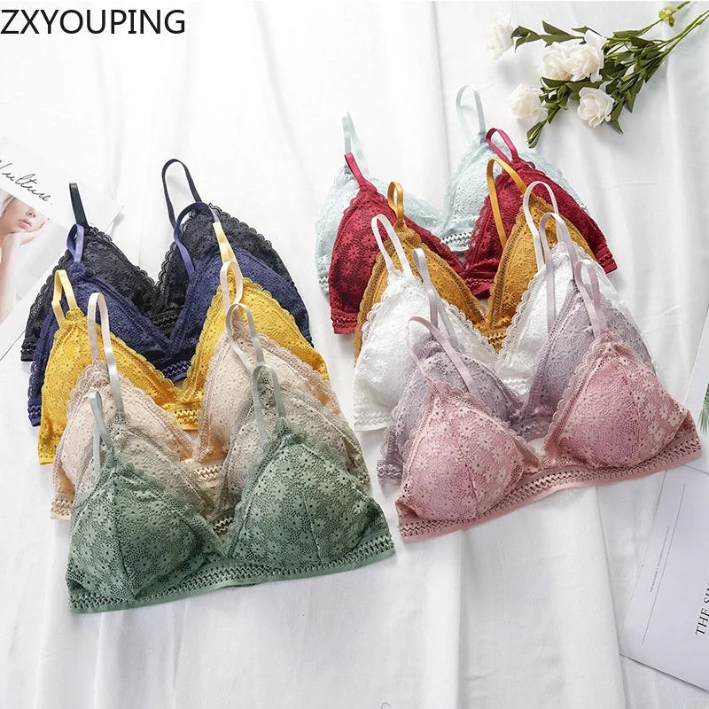 3 Piece Set Bra Sexy Lace Beauty Back Suit Underwear Gather Seamless Women's Underwear Panties Comfortable Lingerie