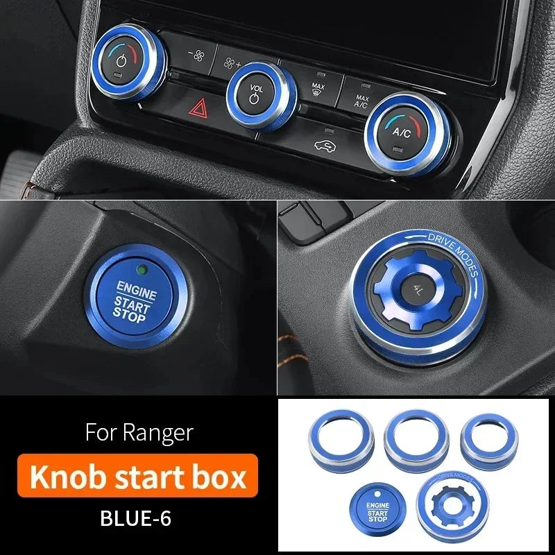 For Ford Ranger P703 T9 XL XLT Wildtrak Raptor 2023-2025 Carbon Fiber Texture Gear Shift Panel Cover Interior Trim Full Set