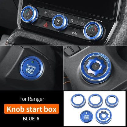 For Ford Ranger P703 T9 XL XLT Wildtrak Raptor 2023-2025 Carbon Fiber Texture Gear Shift Panel Cover Interior Trim Full Set