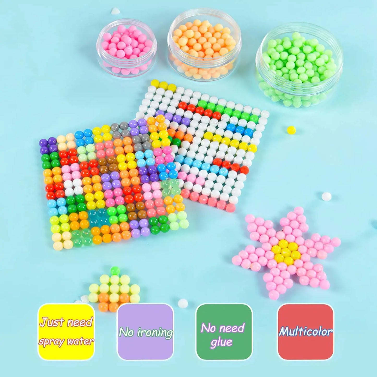 Non-Iron Magic Fuse Beads Kit 5mm 24 Colors 6000 Beads Creative Refill Set DIY Art Crafts Toys for Kids Beginners Craft Kit