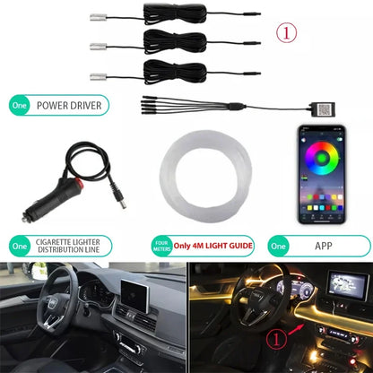 Flexible EL Wire Lights With App Control Ambient Atmosphere Strip Light Decorative Lamps 12V Car Interior Neon RGB Led Strip