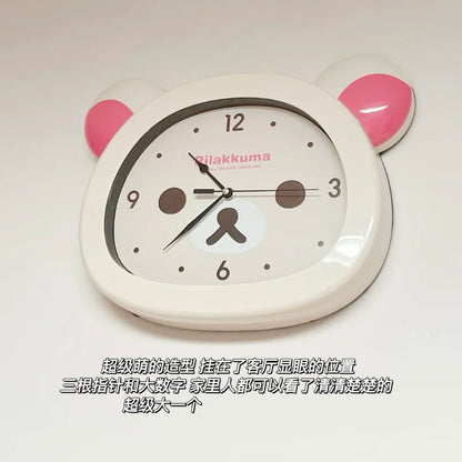 Rilakkuma Anime Peripheral Wall Clock Alarm Clock Cute Cartoon Silent Clock Living Room Bedroom Sweeping Second Quartz Clock
