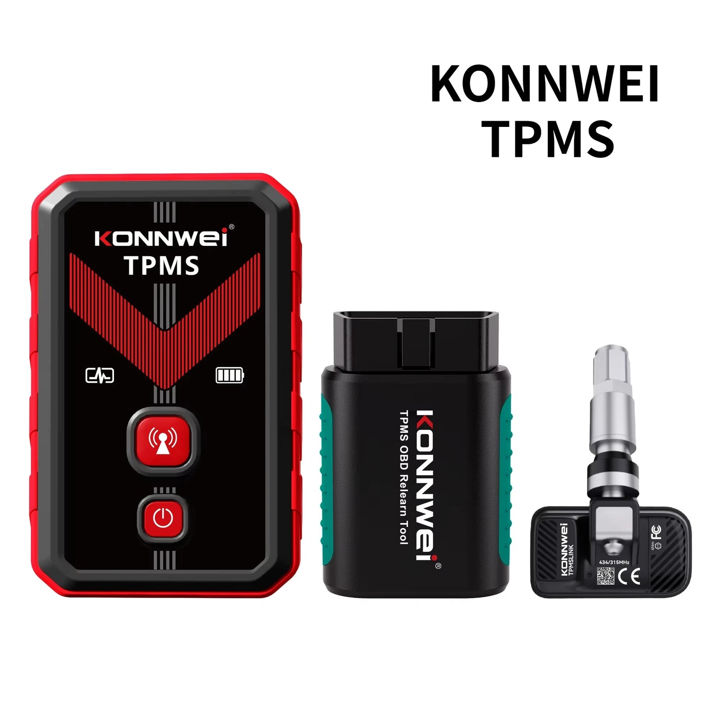 2026 KONNWEI TK100 Car Programable TPMS Sensors OBD Relearn Tool 433MHz315MHz Programing CELL PHONE Tire Pressure Monitor System