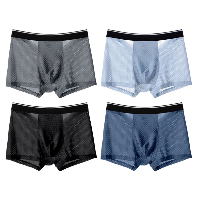 4Pcs Man Boxer Briefs Large Size M-6XL Men Panties Underwear Slip Homme Calzoncillos Bamboo Hole U Convex Pouch Male Underpants