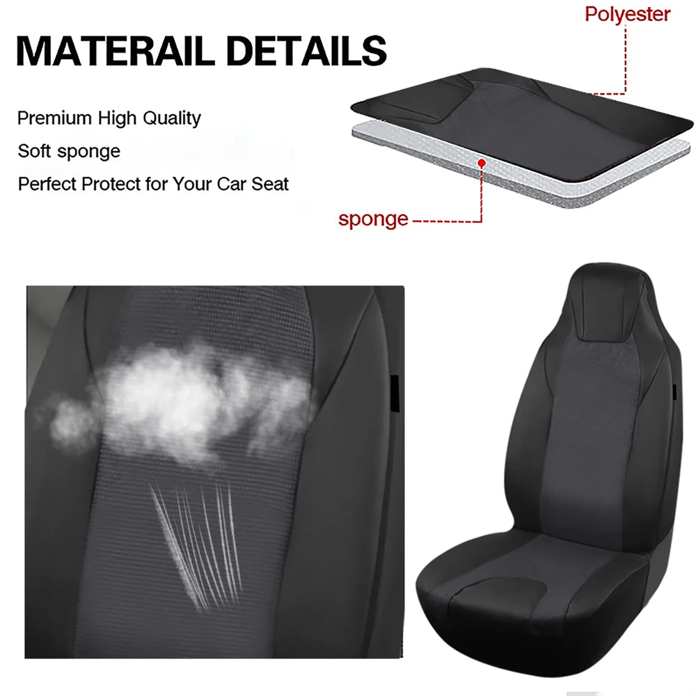 AUTOKING High Back Car Seat Covers Universal Size Fit For Most Car SUV PU Leather Spliced With Dot Jacquard Fabric Seat covers