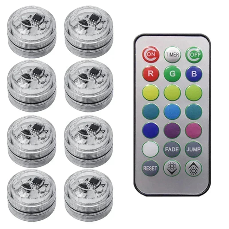 1-10pcs LED Car Interior Environmental Light Remote Control Decoration Car Roof Foot Atmosphere Light Rolor Batter
