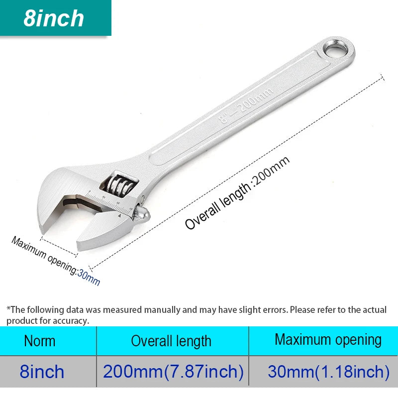 Adjustable Wrench Universal Spanner Clamp Large Openin Long Handle Repair Tools Steel Mechanical Workshop Hand Repair Tools