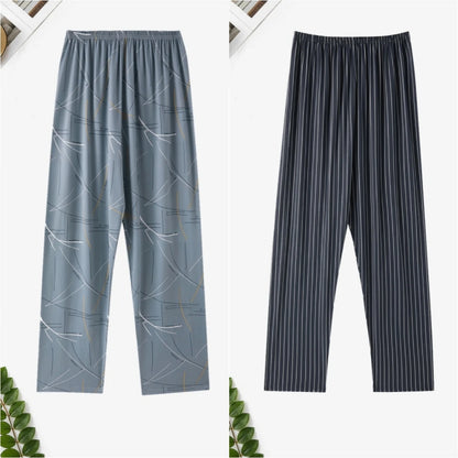 Pajama Pants Men's Spring and Autum Trousers Casual Trousers Autum and Winter Thin Home Trousers Long Loose Home Trousers