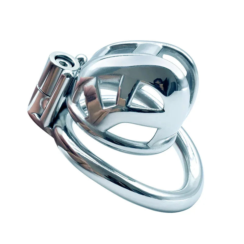 Stainless Steel Male Chastity Device Metal Cock Cage with Arc Penis Rings BDSM Gay Erotic Urethral Device Adult Erotic Sex Toys
