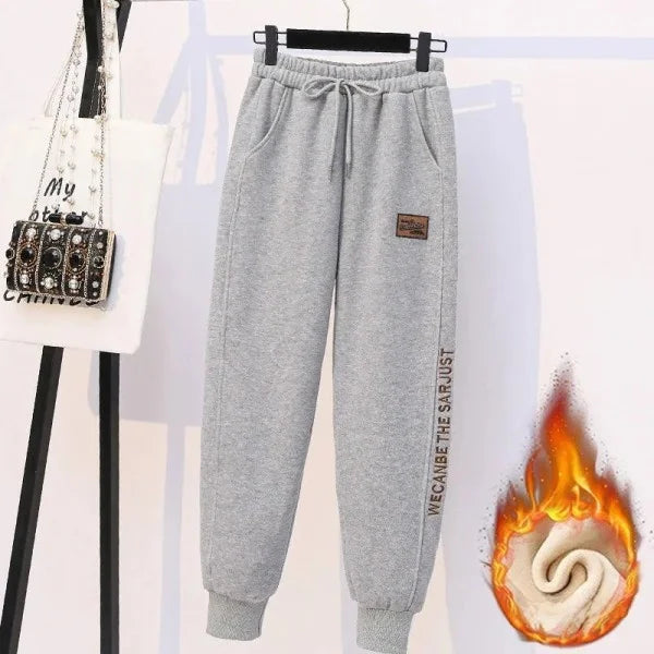 Thickened Fleece Cotton Harlan Pants Women's Casual Sports Sweatpants High Waist Elastic Bottom Leisure Trousers for All Seasons