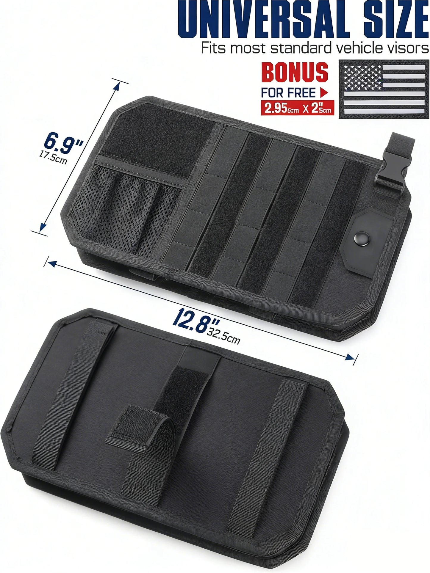 Tactical Car Sun Visor Organizer MOLLE Panel Pouch Universal Vehicle Visor Storage Bag for Sunglasses, Tools, Documents