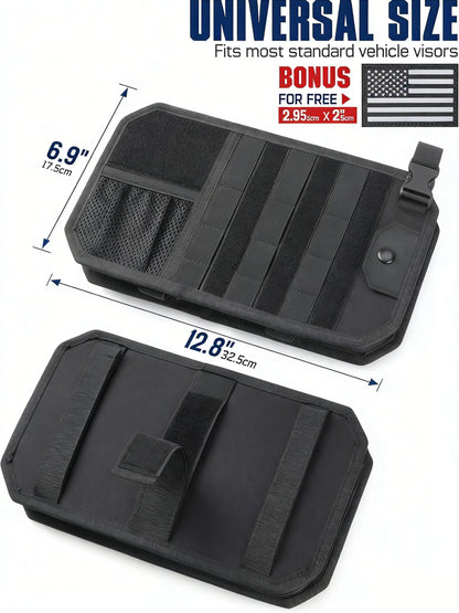 Tactical Car Sun Visor Organizer MOLLE Panel Pouch Universal Vehicle Visor Storage Bag for Sunglasses, Tools, Documents