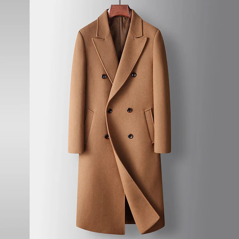 Men's Warm Wool Coat Autumn Winter Long Wool Coat Young Business