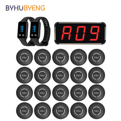 BYHUBYENG Restaurant Pager Waiter Calling System Watch Receivers Waterproof Call Buttons for Food Truck Cafe Customer Service