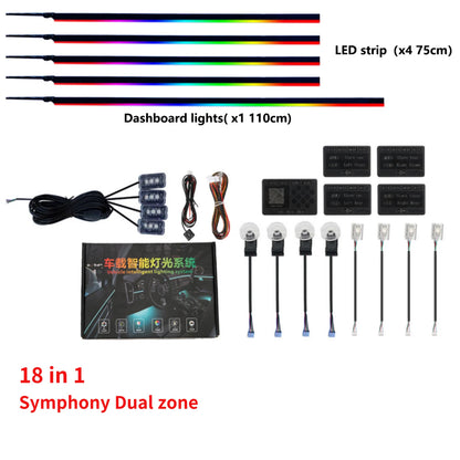 22in1 Symphony Streamer  Car Ambient Lights  Full Color Universal LED Interior Hidden Acrylic Strip Symphony Atmosphere Lamp