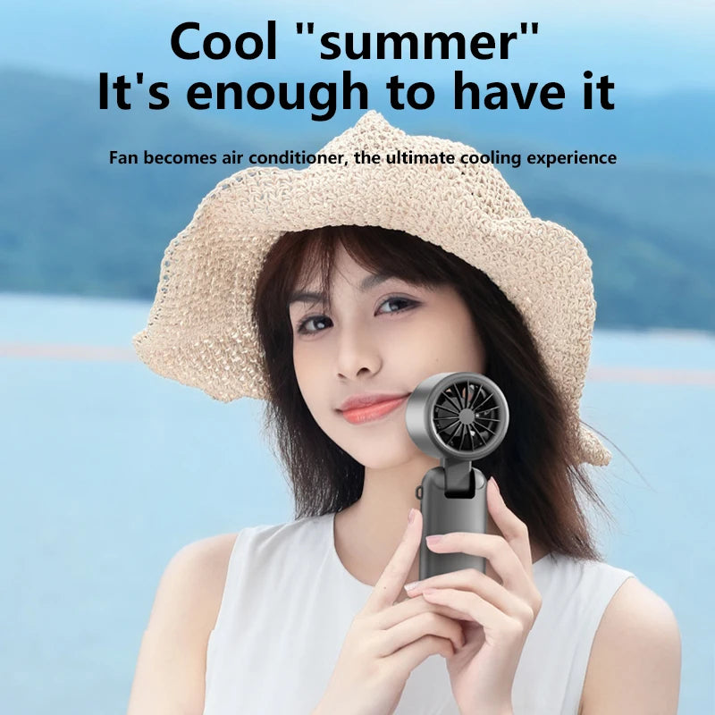 Lenovo Refrigeration Handheld Electric Fan High-speed Violent Turbo Fan Folding Neck Hanging Ice Pack Small Fan Office Outdoor