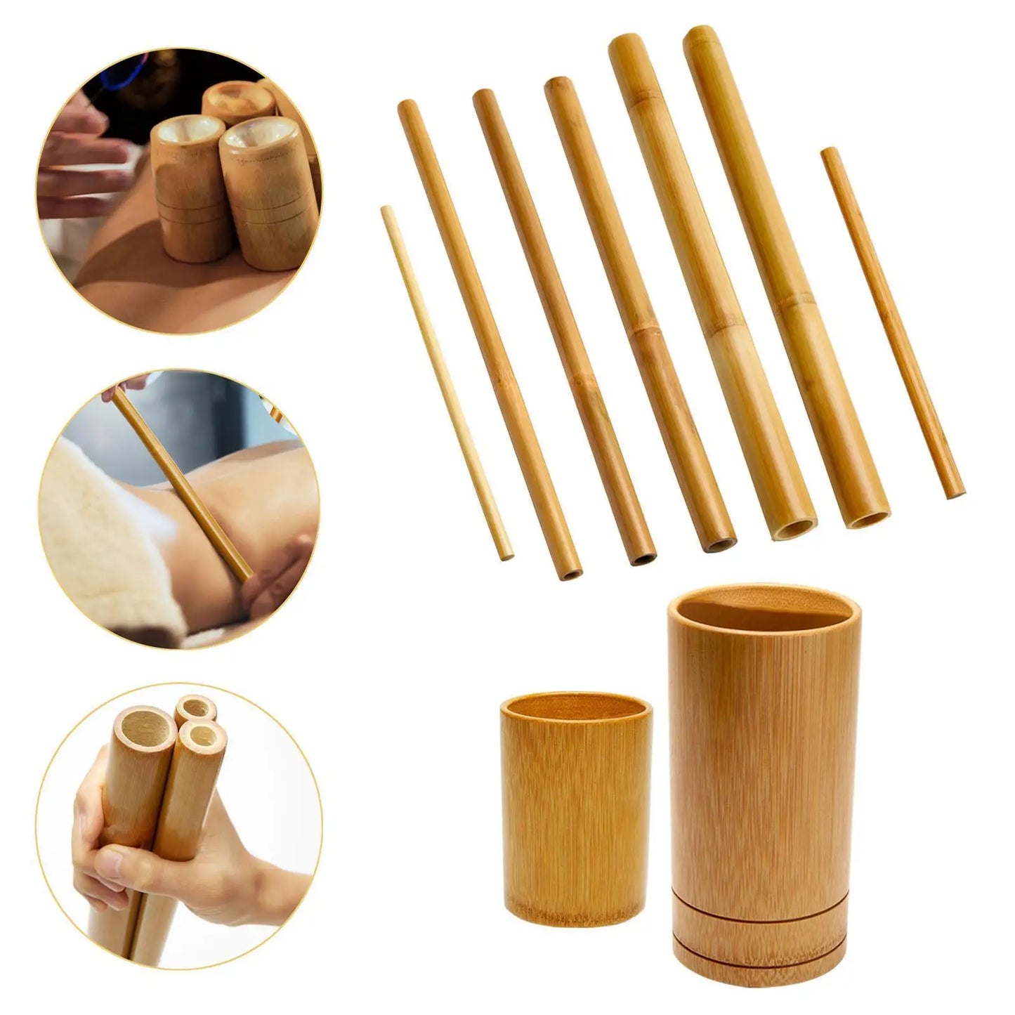 Bamboo Massage Sticks Massager Tool Handheld Portable Roller Stick Guasha Scraping Stick Massage Tools for Arms Full Body