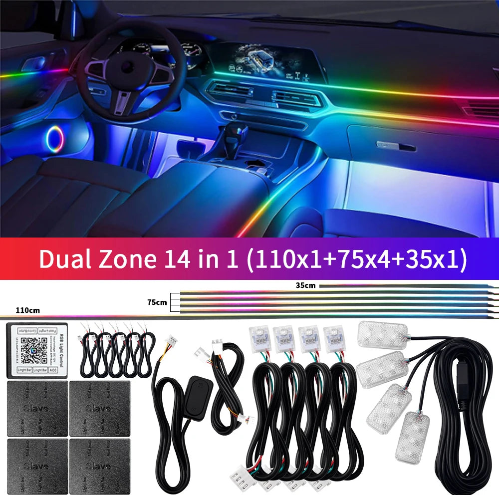 2024 Car Ambient Lights Kits Interior 213 64 Color RGB Symphony Streamer Bluetooth Rainbow Acrylic Strips Atmosphere Lamp By App