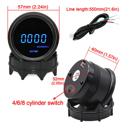 2" 52mm Car Digital Turbo Boost Gauge PSI BAR Water Temp Oil Temp Oil Pressure Gauge Voltmeter EGT Tachometer RPM Gauge Car 12V