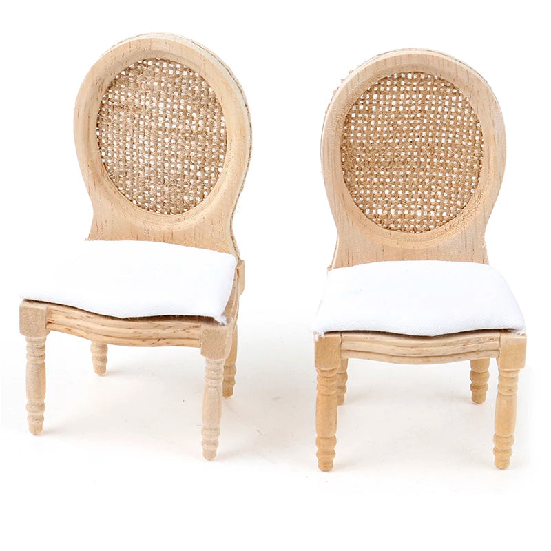 5Pcs/Set 1:12 Dollhouse Miniature Wooden Dining Table Chair Set Doll House Kitchen Furniture Toy