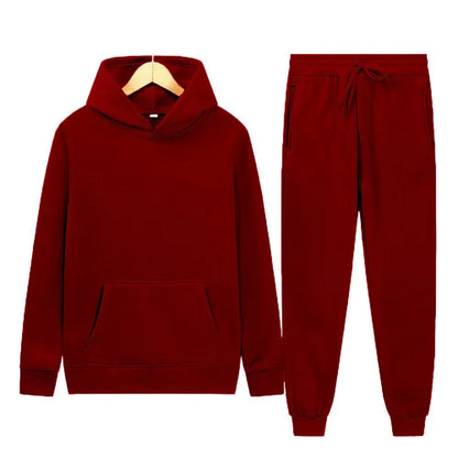 Men's autumn and winter new color solid color multi color optional hooded sweatshirt+pants fashionable casual sports set s-3XL