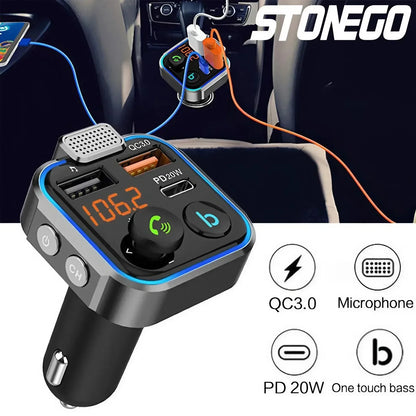 Bluetooth 5 0 FM Transmitter QC3 0 Fast Charger MP3 Player Car Wireless Audio Receiver Hands Free Car Charger Adapter for Phone