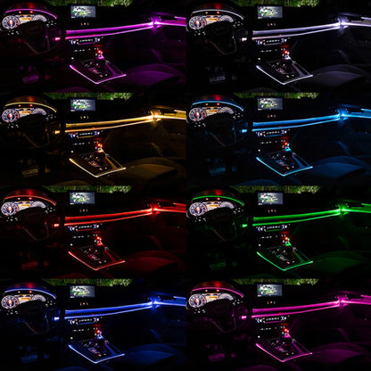 6 in 1 RGB LED Atmosphere Car Light Interior Ambient Light Fiber Optic Strips Light by App Control DIY Music 8M Fiber Optic Band