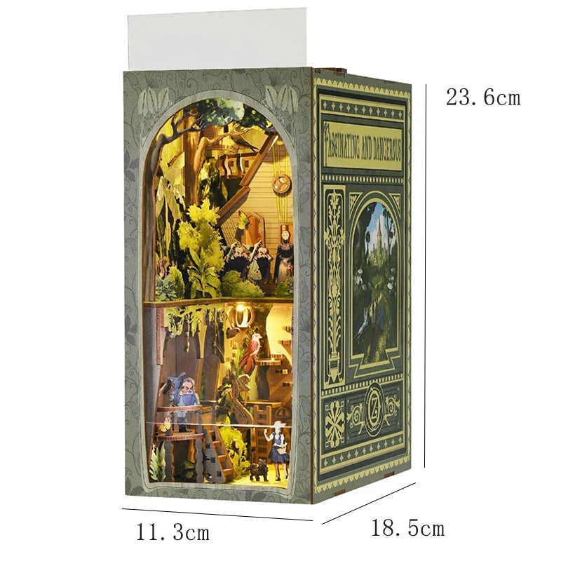 Wooden Book Nook Kits Miniature Wooden Doll Houses 3D Puzzles Assembly Building Toys Bookshelf Insert Decoration Toys For Gift
