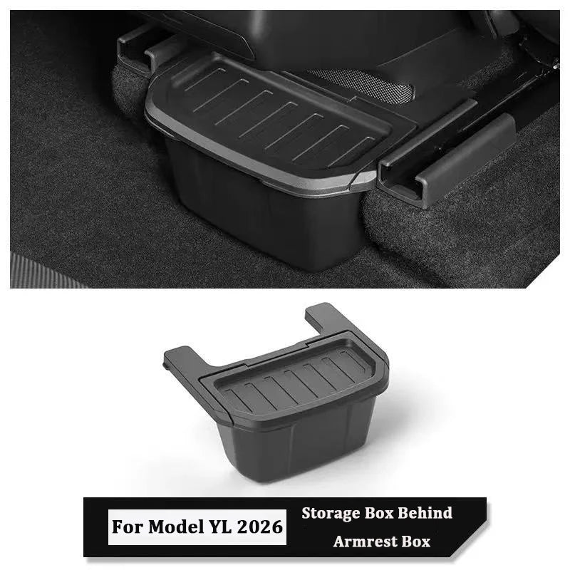 For Tesla Model YL Six Seats 2026 Rear Seat Storage Box Under Air Vent Storage Case Trash Can Organizer Car Interior Accessories