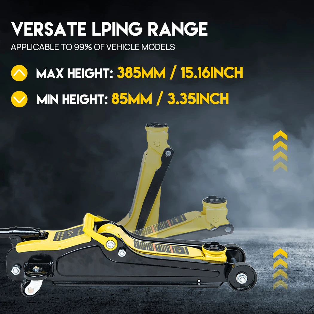 Low Profile Floor Jack 2.5 Ton Heavy Steel Single Piston Hydraulic Pump