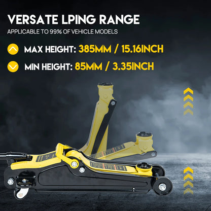 Low Profile Floor Jack 2.5 Ton Heavy Steel Single Piston Hydraulic Pump