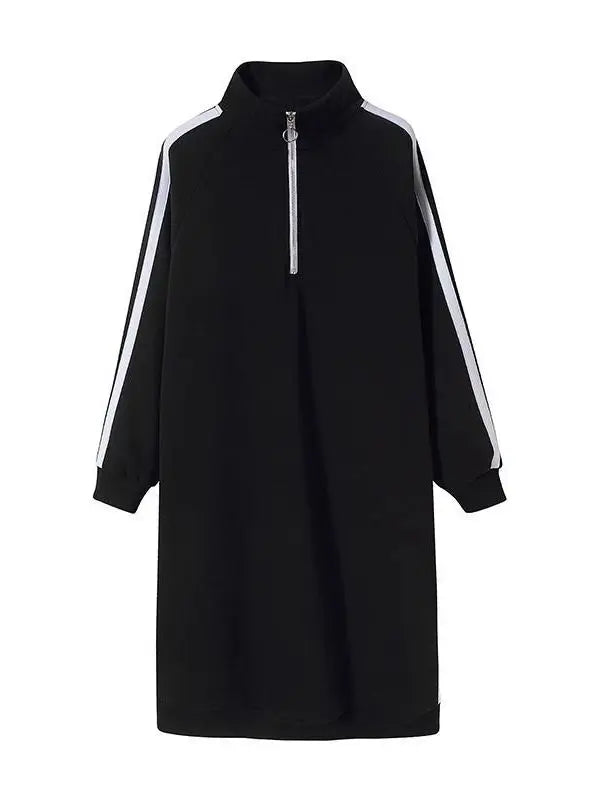 plus Size Mid-Length Over-Knee Sweatshirt Dress Women Spring Autumn Fat MM 300 Pounds Slimming Casual Sportswear Dress