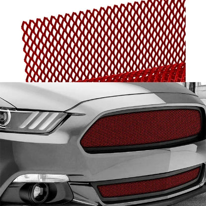Diamond Pattern Red Blue Universal Car Grille 33x100cm Aluminum Mesh for DIY Cutting and Vehicle Modification