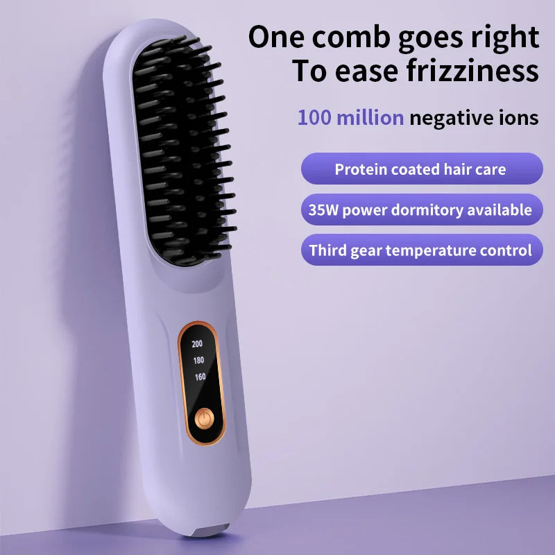 USB charging straight hair comb portable straightener 3-speed temperature control standby 60 minutes size 20CM
