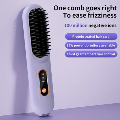 USB charging straight hair comb portable straightener 3-speed temperature control standby 60 minutes size 20CM
