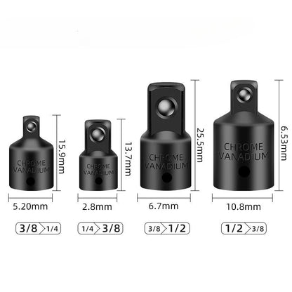 New 4PCS Impact Socket Adapter Reducer Set 1/2 3/8 1/4 inch Use Wrenches Drills in Auto and Impact Driver Construction Work