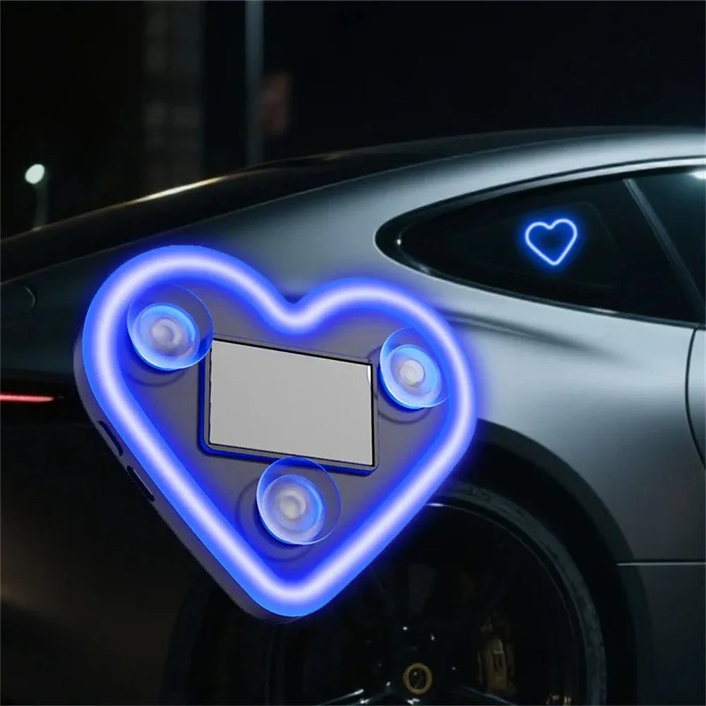 Car Solar Triangle Window Heart-Shaped Light Emitting Heart-Shaped Atmosphere Light Interior Wiring Free Led Atmosphere Ligh