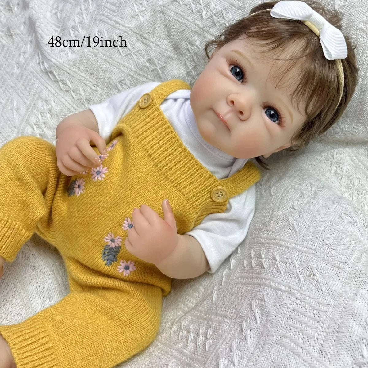 BZDOLL 19Inch 48CM Full Vinyl Body Reborn Baby Doll Toy Lifelike Handmade Fashion Birthday Gift Play House Bedtime Comfort Doll
