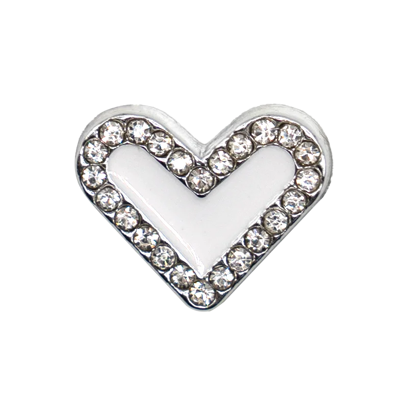 1/20pcs Silvery Metal Clog Charms Bling Luxury Style Crown Heart Fashion Women Men Shoe Charms Jean Set Metal Shoe Accessories