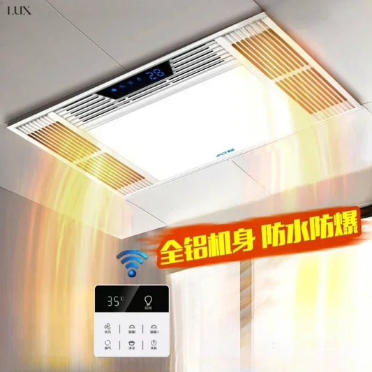 Bathroommaster Integrated Ceiling Heater with Light and Exhaust Fan Air Heated Bathroom Heater